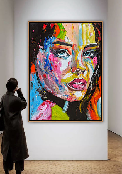 Contemporary Abstract Original Oil Painting On 100 x 80cm Canvas Chromatic Gaze woman portrait