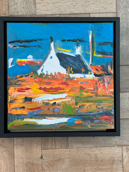 Framed in black frame Original Abstract contemporary Oil Painting On Canvas 32x32cm Irish wilds