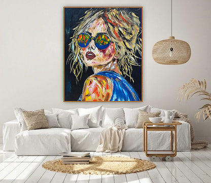 Contemporary Abstract Original Oil Painting of a woman On 90 x 76cm Canvas Amelia woman portrait