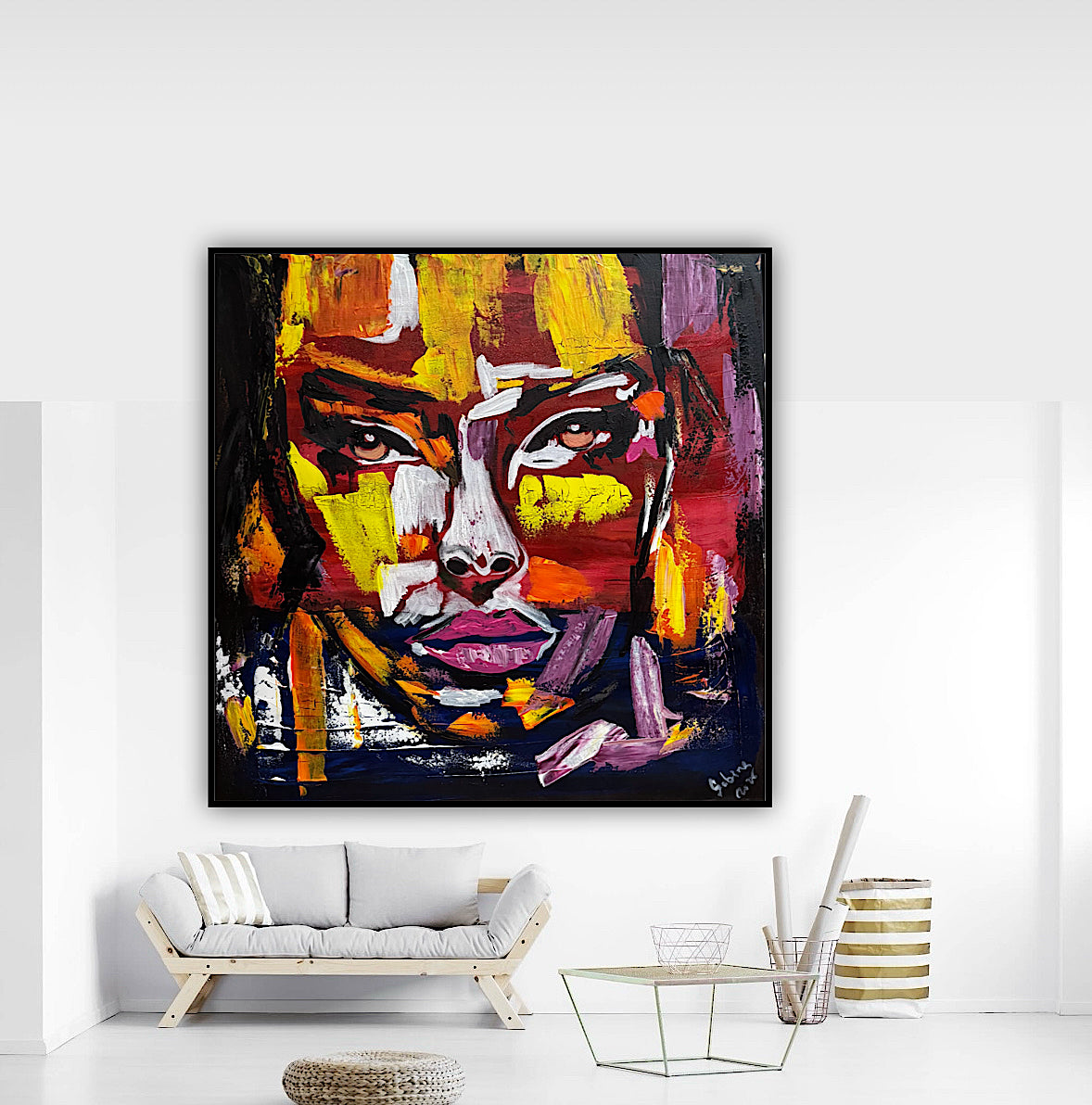 Contemporary Abstract Original Oil Painting On 80x80cm Canvas Unspoken Gaze