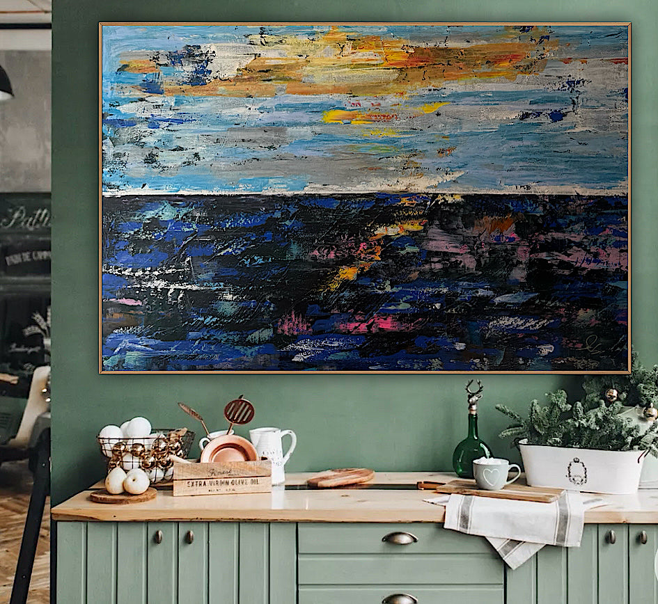 Original Abstract Oil Painting On Canvas 150cm x 100cm Depth of Silence Oka seascape