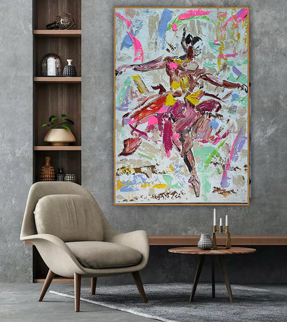Ballet dancer Original modern Abstract Oil Painting On Canvas 85 x 60cm Oka