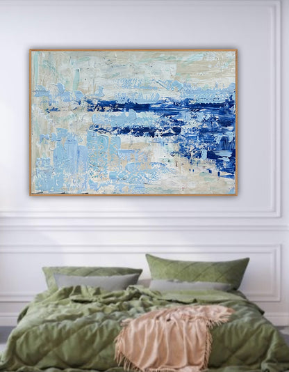 Textured Original Abstract acrylic Painting On Canvas 85 x 60cm Summer Beach
