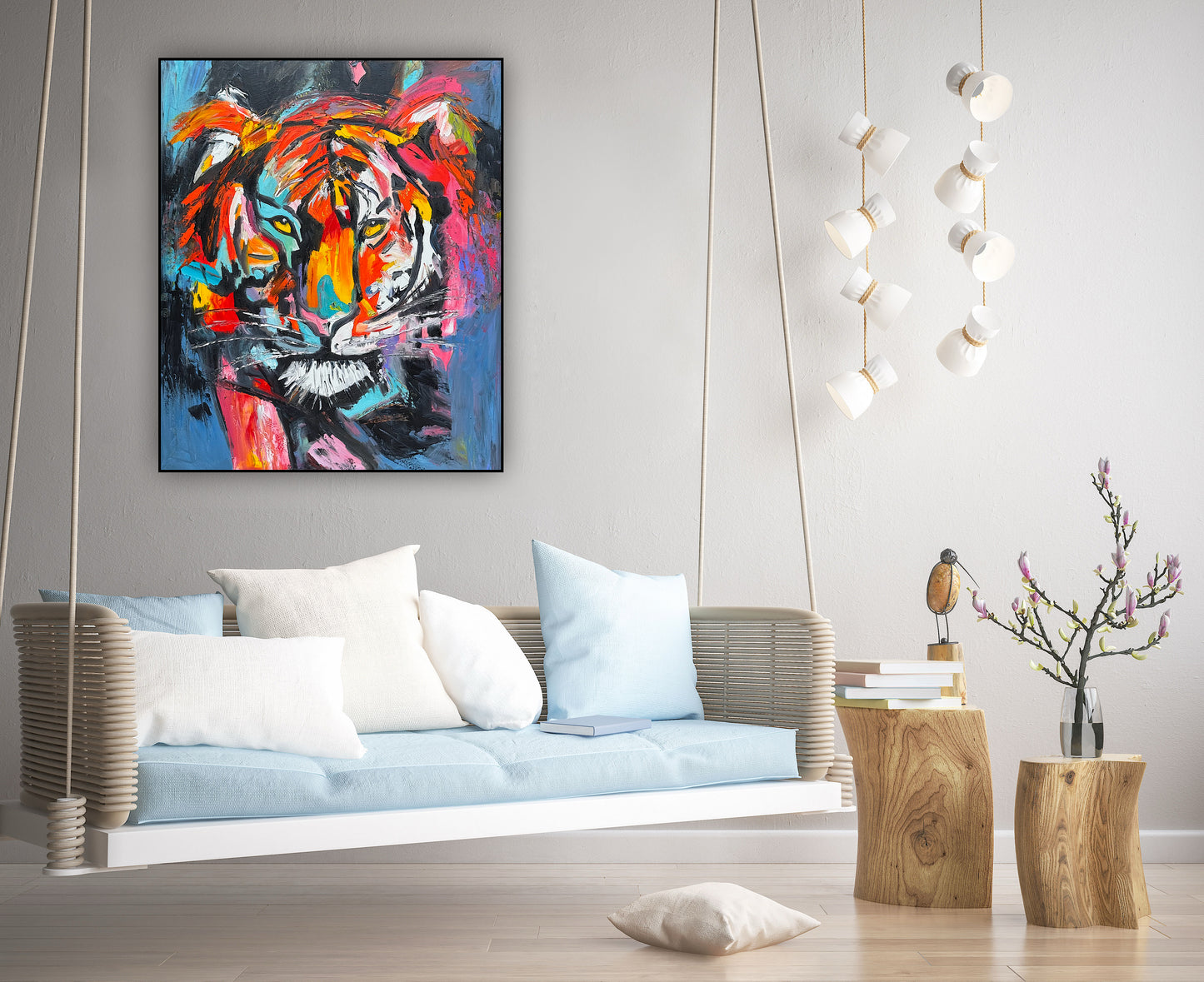 Contemporary Abstract Original Oil Painting On 90 x 76cm Canvas ‘Wild Majesty’’ Tiger