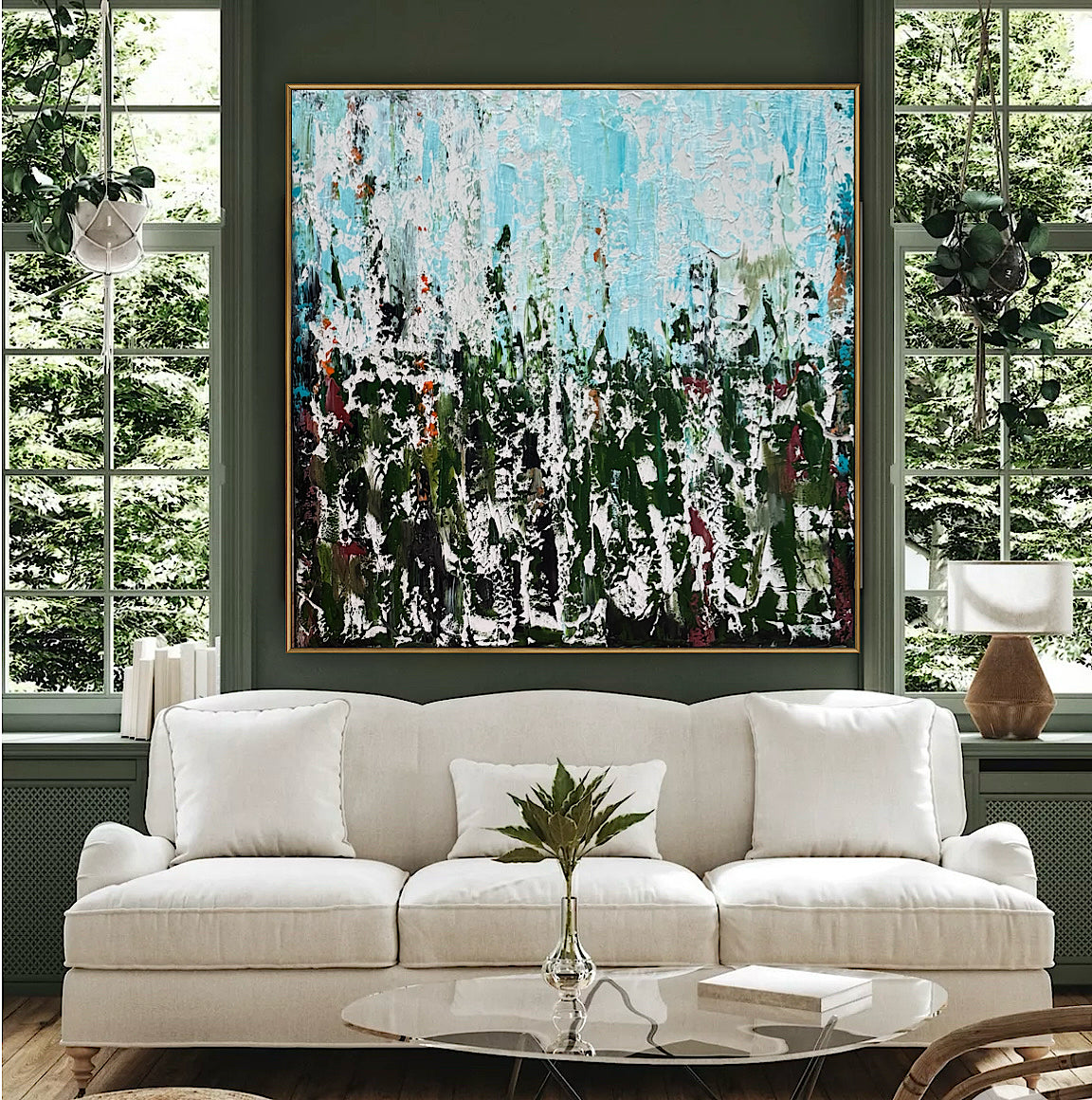 Oka Textured Abstract Original Oil Painting On Canvas 90x90cm Atelier Émeraude