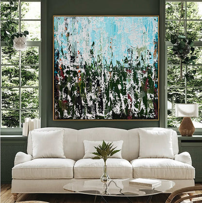 Oka Textured Abstract Original Oil Painting On Canvas 90x90cm Atelier Émeraude