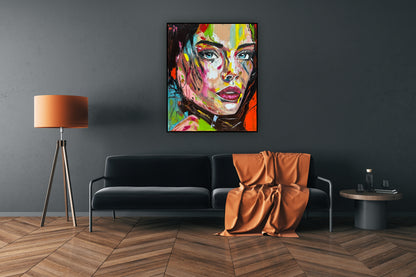 ‘Femme Eclat’ portrait Original abstract contemporary Oil Painting On Canvas size 90x76cm