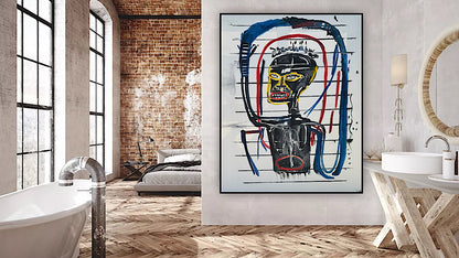 Modern Original Textured Abstract Oil Painting  Canvas 100x80cm Graffiti Art Darkness