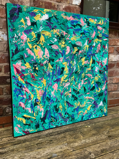Oka Style Abstract contemporary Oil Painting On Canvas 100 x 100cm Secret Garden