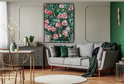 Abstract Impressionist Style Original Oil Painting on canvas 100x76cm Rose Garden