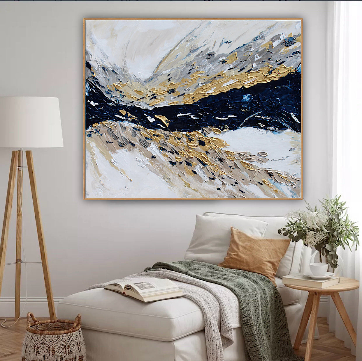 Oka Original Abstract Oil Painting On Canvas 120x100x4cm ‘Horizon ‘Seascape