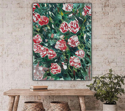 Abstract Impressionist Style Original Oil Painting on canvas 100x76cm Rose Garden
