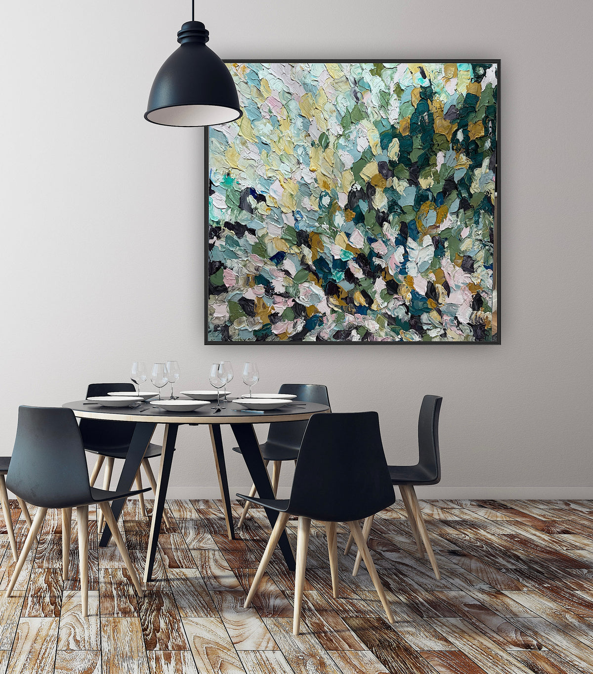 Modern Original textured Abstract Oil Painting On deep edge Canvas 120 x 120cm ‘Autumn Garden’