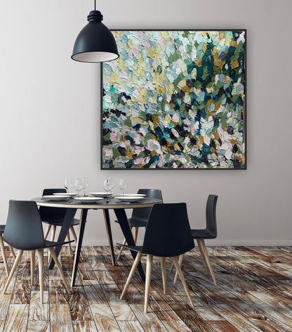 Modern Original textured Abstract Oil Painting On deep edge Canvas 120 x 120cm ‘Autumn Garden’