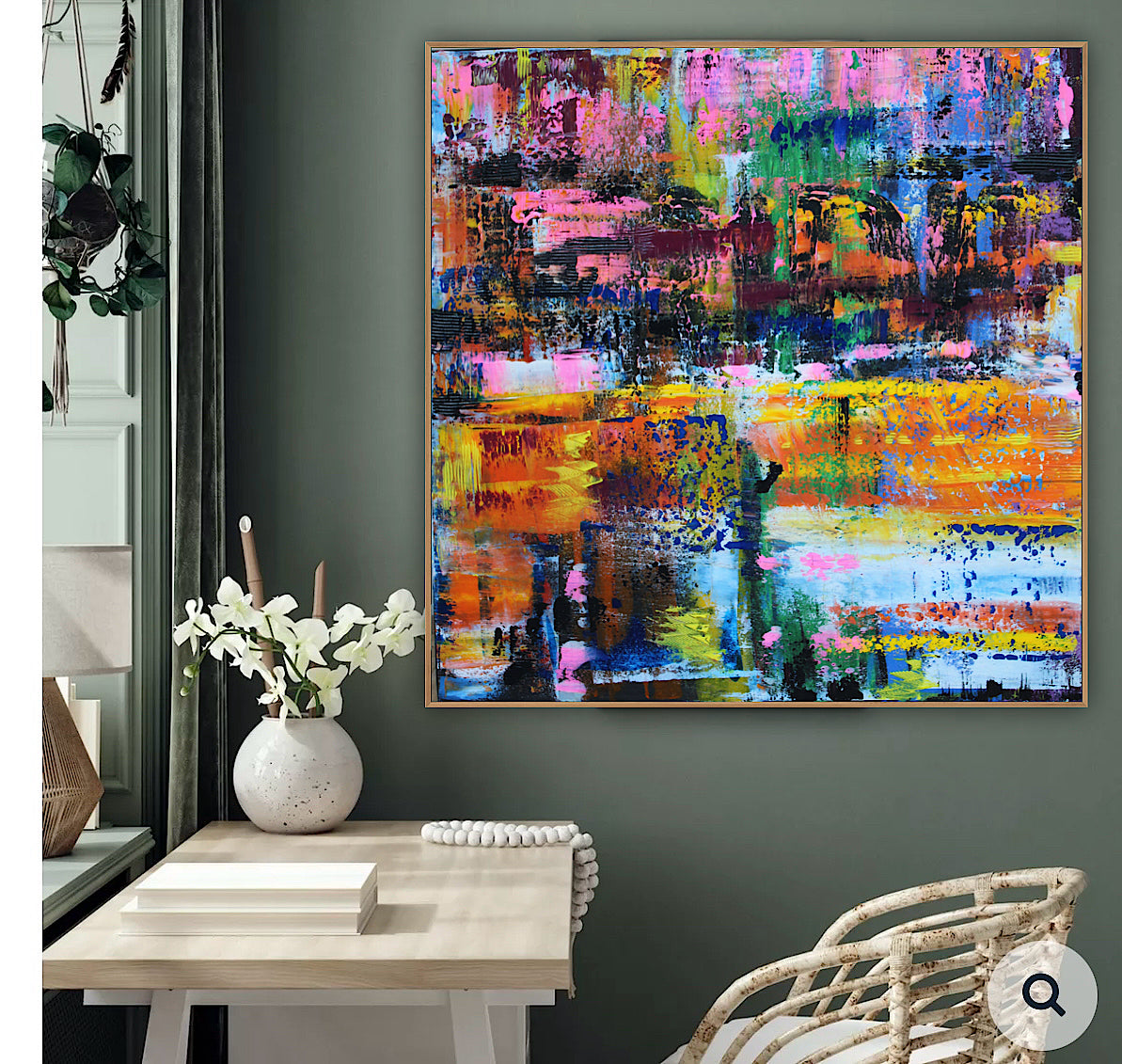 Oka Contemporary Abstract Original Oil Painting On Canvas 80x80cm  “Luminous Echoes”