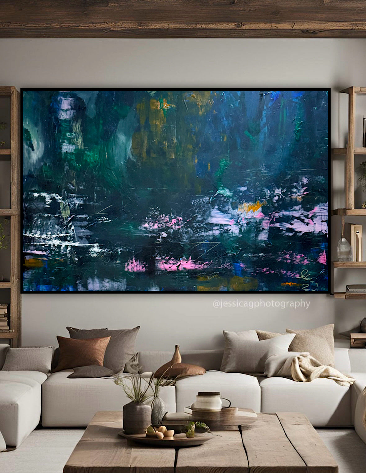 Original Abstract Oil Painting On Canvas 150cm x 100cm Depth of Silence Oka floral