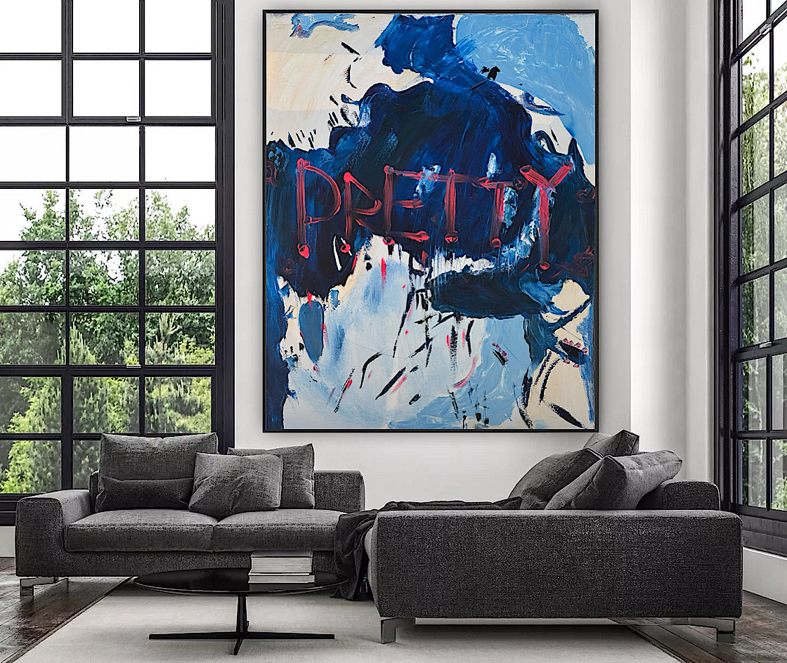 Modern Original Textured Abstract Oil Painting on Canvas 100x80cm Graffiti Art Pretty