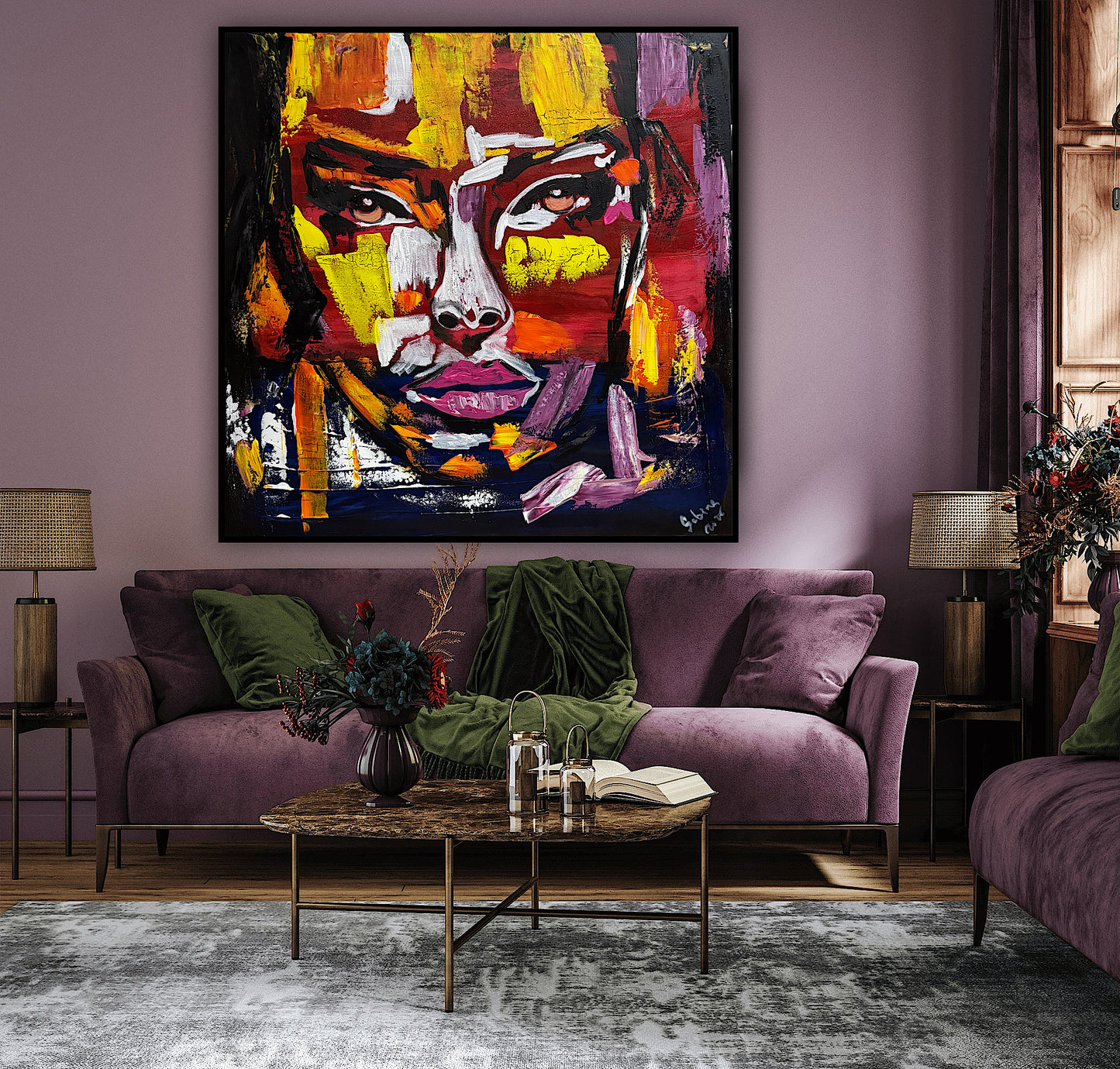 Contemporary Abstract Original Oil Painting On 80x80cm Canvas Unspoken Gaze