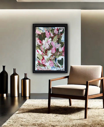 Framed in boack oak frame Textured Original Abstract Oil Painting On Canvas 30 x 40cm Meadow 2