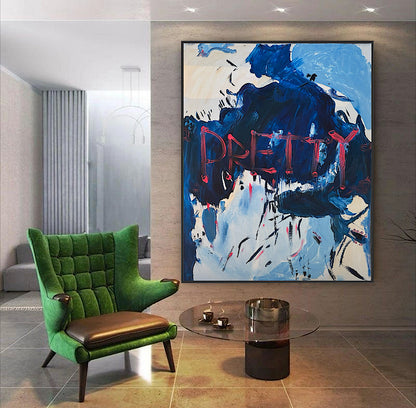 Modern Original Textured Abstract Oil Painting on Canvas 100x80cm Graffiti Art Pretty