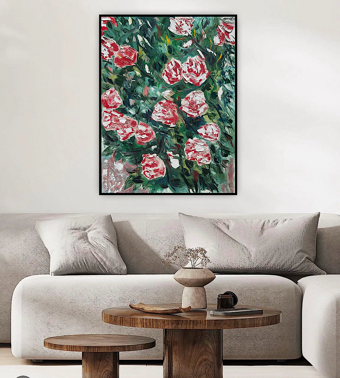 Abstract Impressionist Style Original Oil Painting on canvas 100x76cm Rose Garden