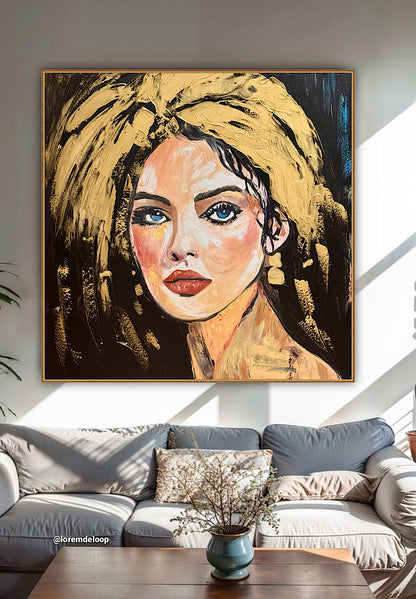 Richter Style Abstract Original Oil Painting On 100 x 100cm canvas Alchemy of Beauty  woman portrait