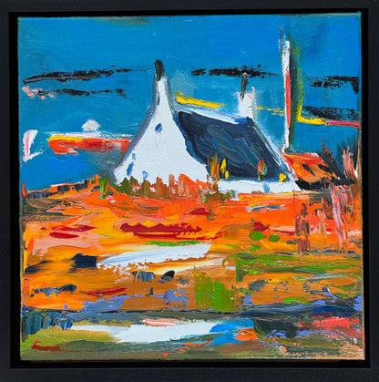 Framed in black frame Original Abstract contemporary Oil Painting On Canvas 32x32cm Irish wilds