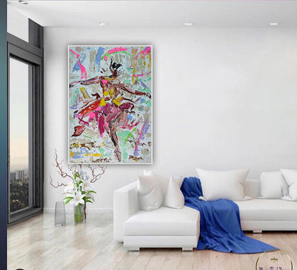 Ballet dancer Original modern Abstract Oil Painting On Canvas 85 x 60cm Oka