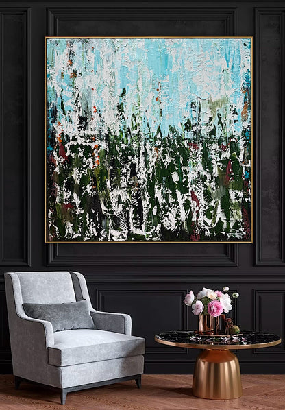 Oka Textured Abstract Original Oil Painting On Canvas 90x90cm Atelier Émeraude