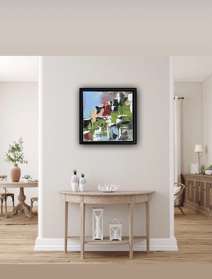 Framed Original Contemporary Abstract Oil Painting On Canvas 24 x 24cm ‘rome’