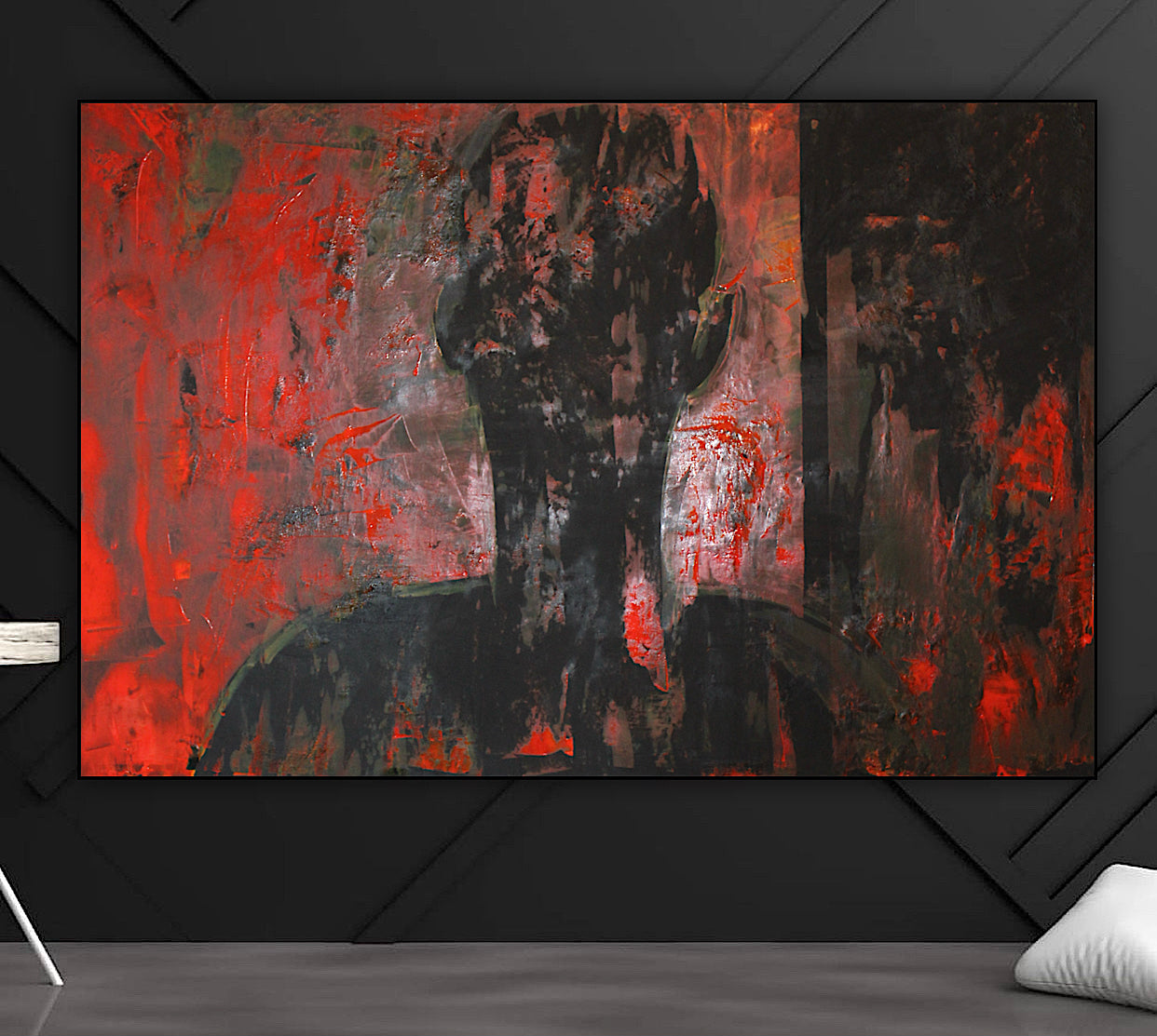 Original Abstract Oil Painting On Canvas 150cm x 100cm Man in The Shadows oka