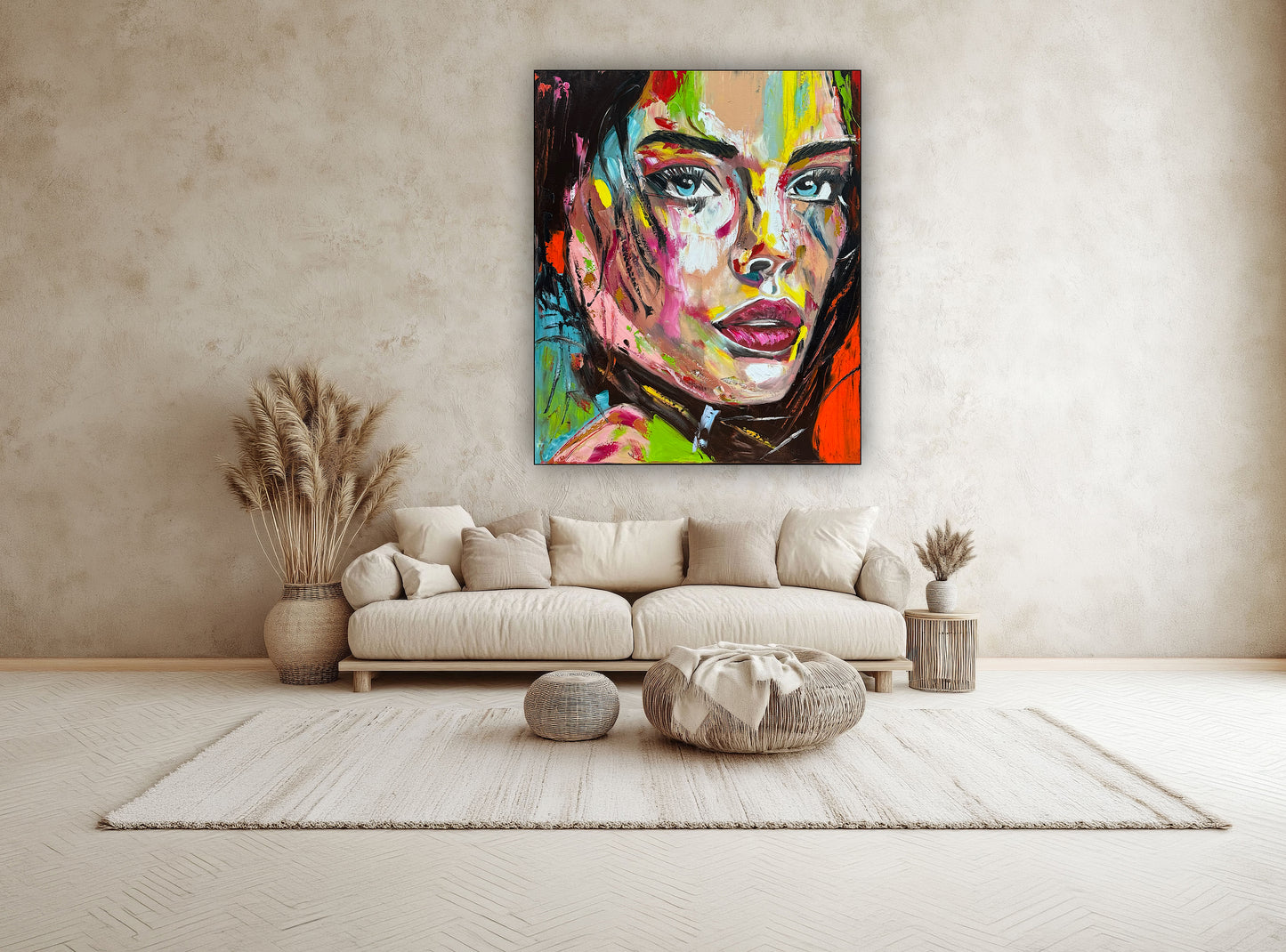 ‘Femme Eclat’ portrait Original abstract contemporary Oil Painting On Canvas size 90x76cm