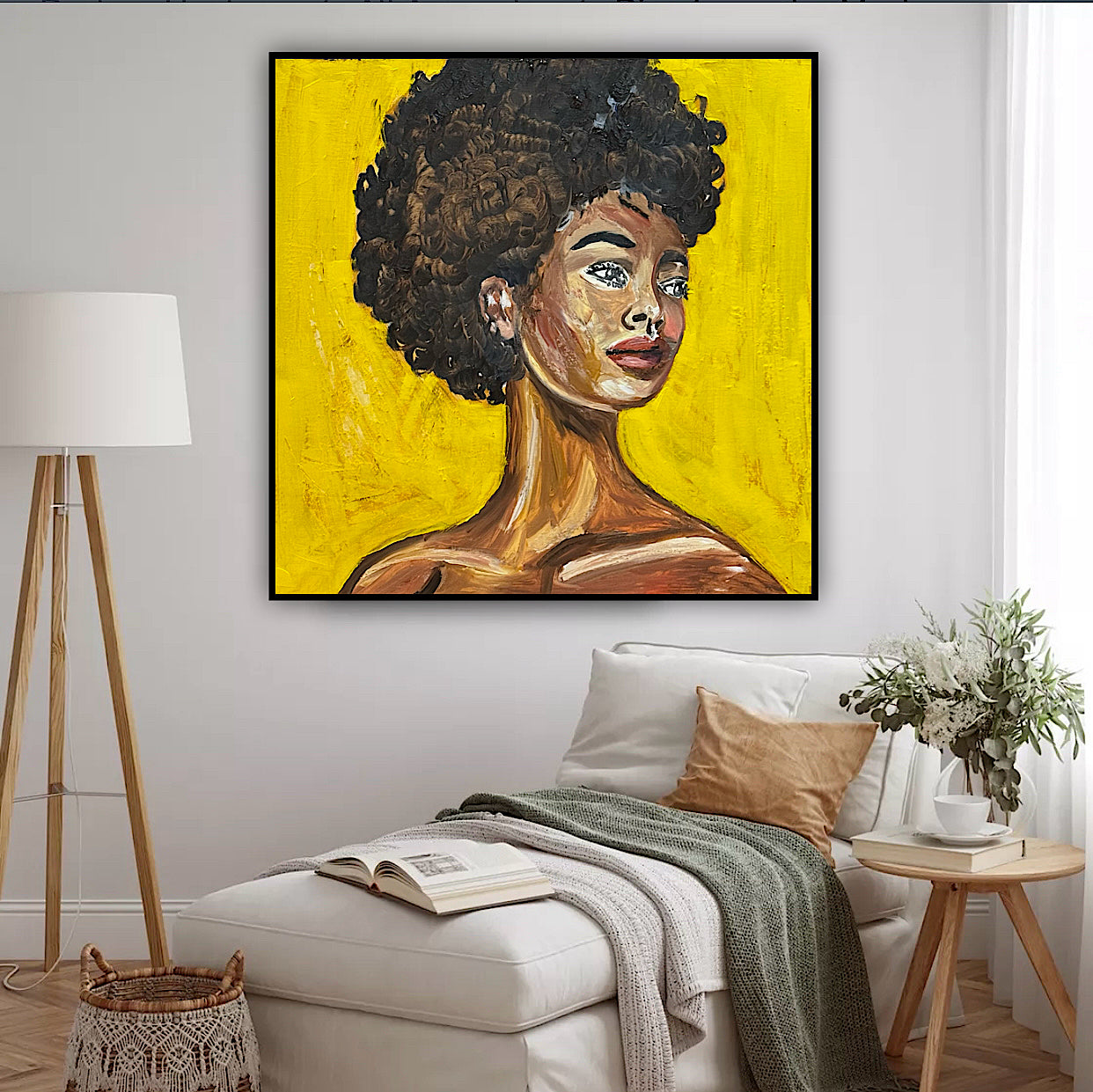 Modern Abstract Original Oil Painting On Canvas Unapologetic Portrait 60x60cm