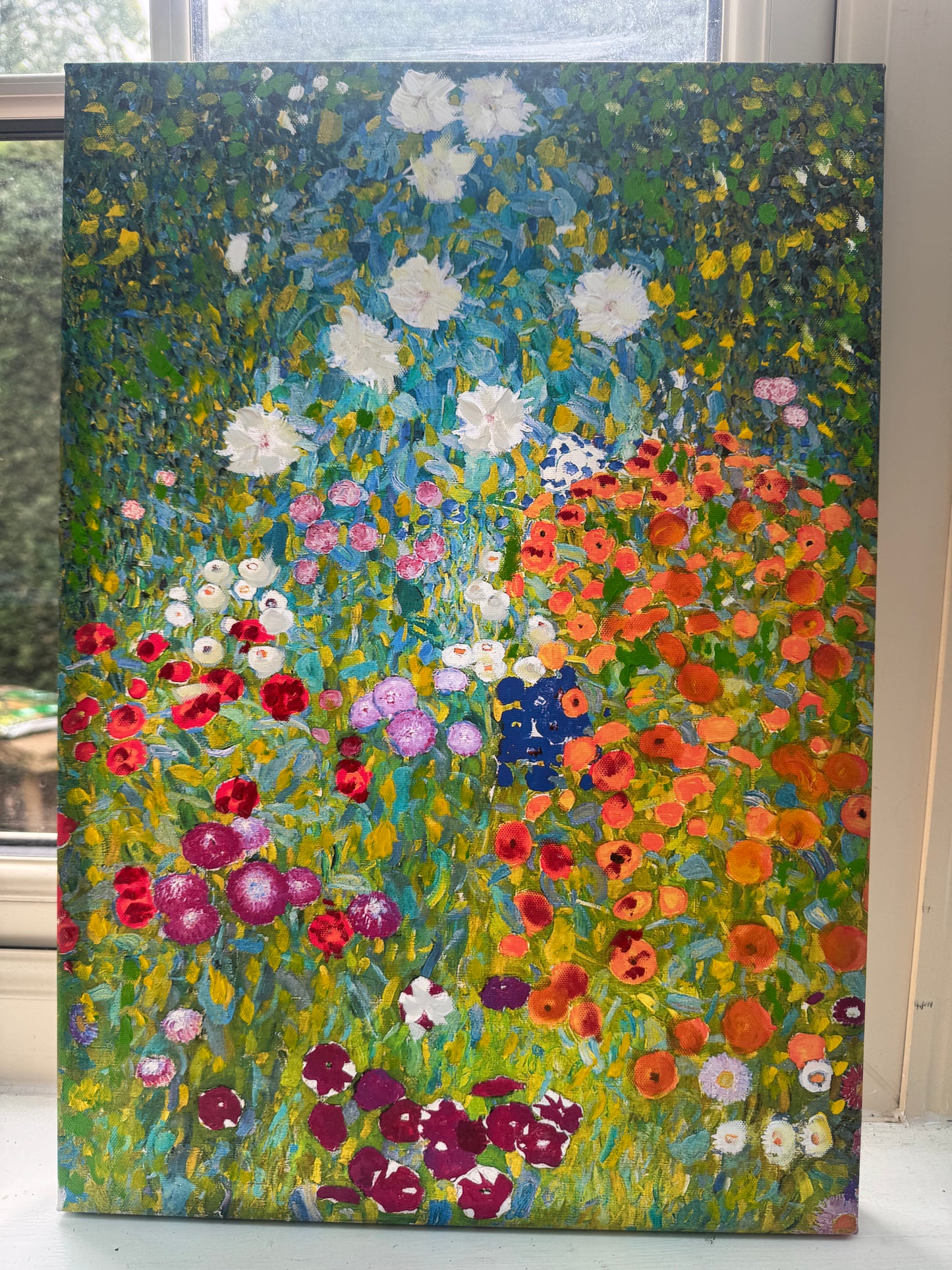 Contemporary Abstract Original Oil Painting On 50x35cm on Canvas Summer Garden