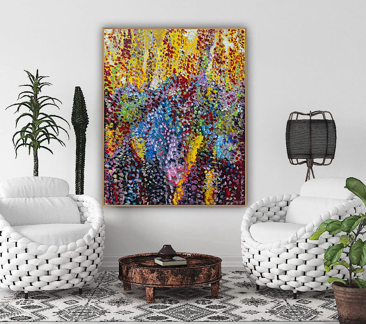 Large Abstract Original Oil Painting On 100x80cm canvas Oka style Sunshine