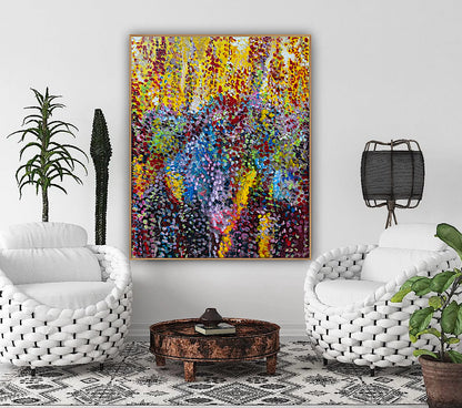 Large Abstract Original Oil Painting On 100x80cm canvas Oka style Sunshine