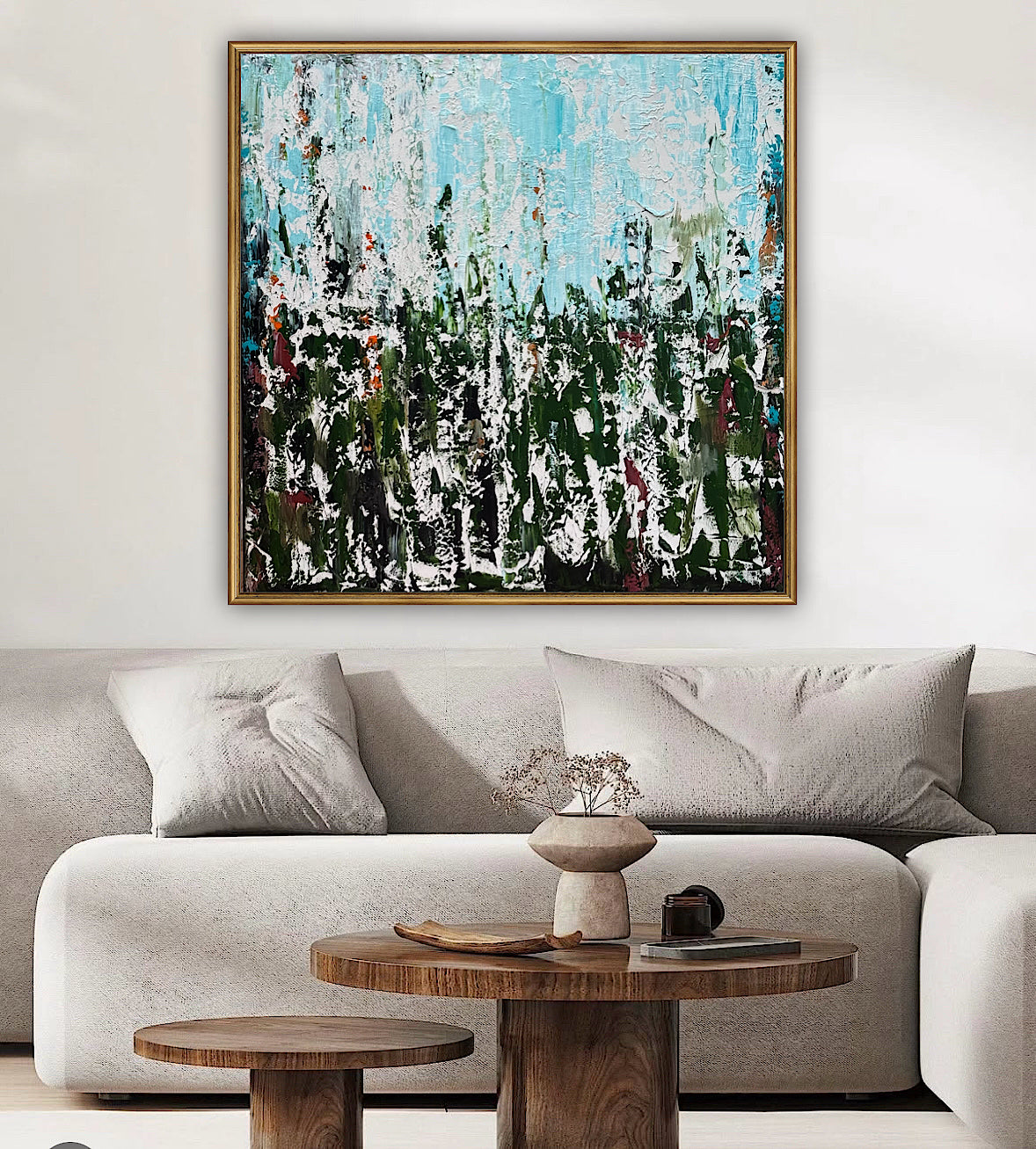 Oka Textured Abstract Original Oil Painting On Canvas 90x90cm Atelier Émeraude