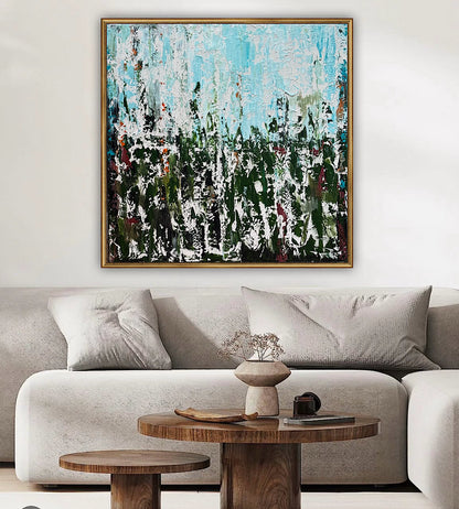 Oka Textured Abstract Original Oil Painting On Canvas 90x90cm Atelier Émeraude