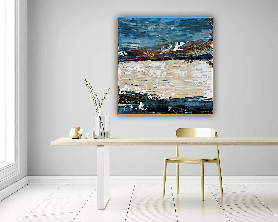 Original Abstract contemporary Oil Painting On Canvas 50x50cm Amalfi Coast Oka