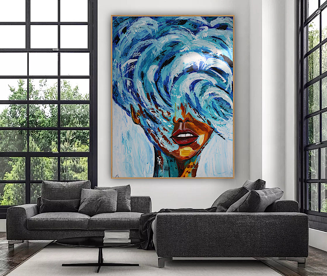 Large Abstract Original Oil Painting On 120x91cm canvas textured Wave Wilderness