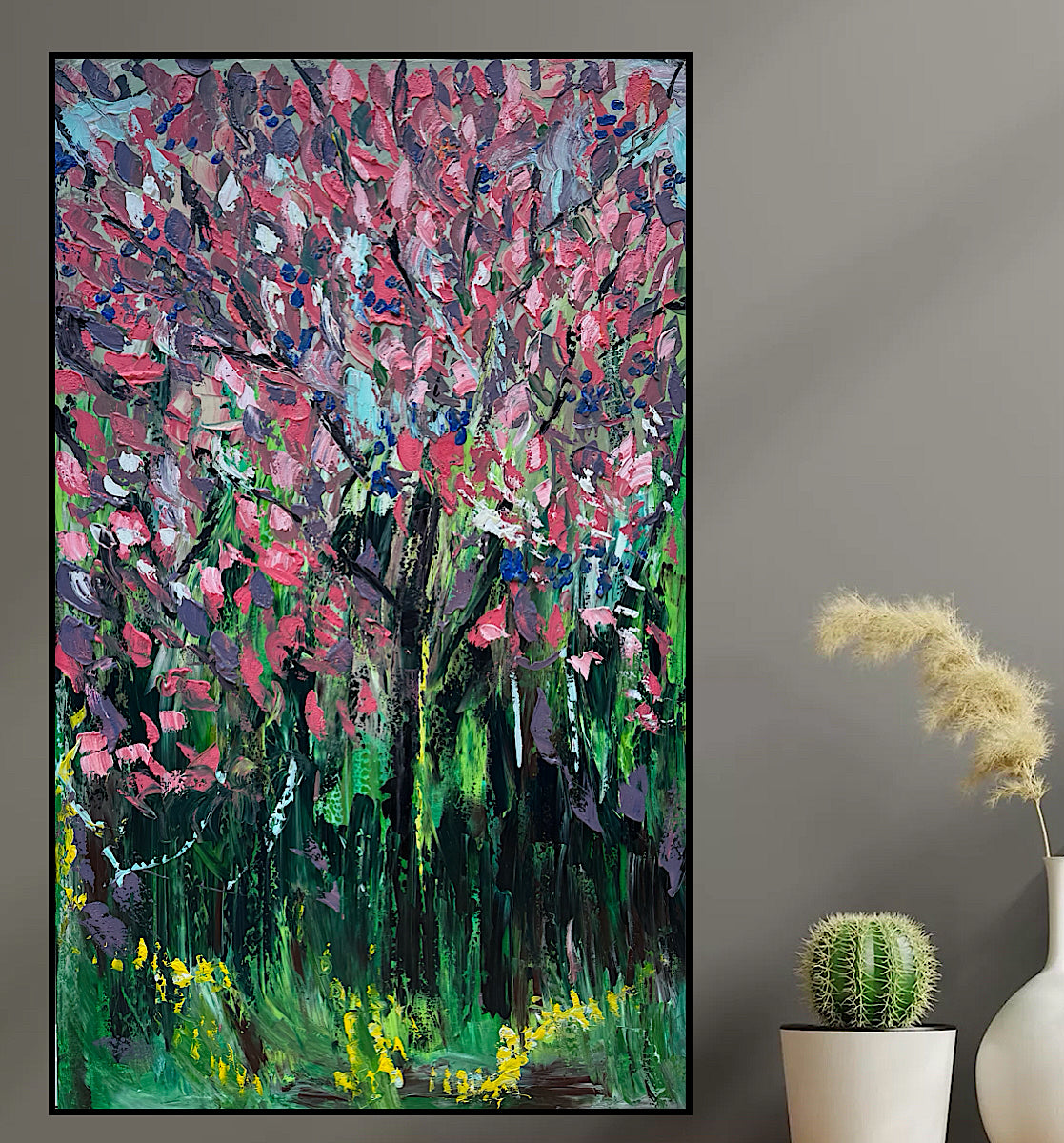 Original Abstract Oil Painting On Canvas 153 x 92cm Magnolia tree Oka