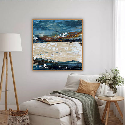 Original Abstract contemporary Oil Painting On Canvas 50x50cm Amalfi Coast Oka
