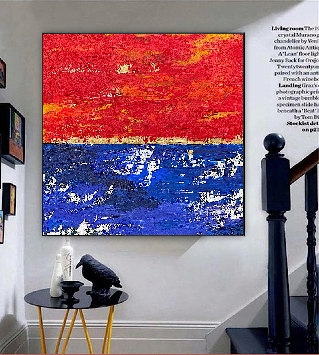 Modern Abstract Original Oil Painting On 2cm Canvas 100X100cm Scarlet Seascape