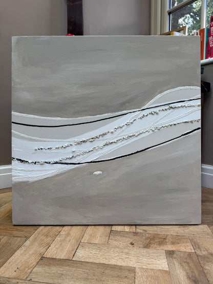 Set of 2 Modern Abstract Original Paintings On Canvas textured ‘Pebbles’  61 x 61cm each