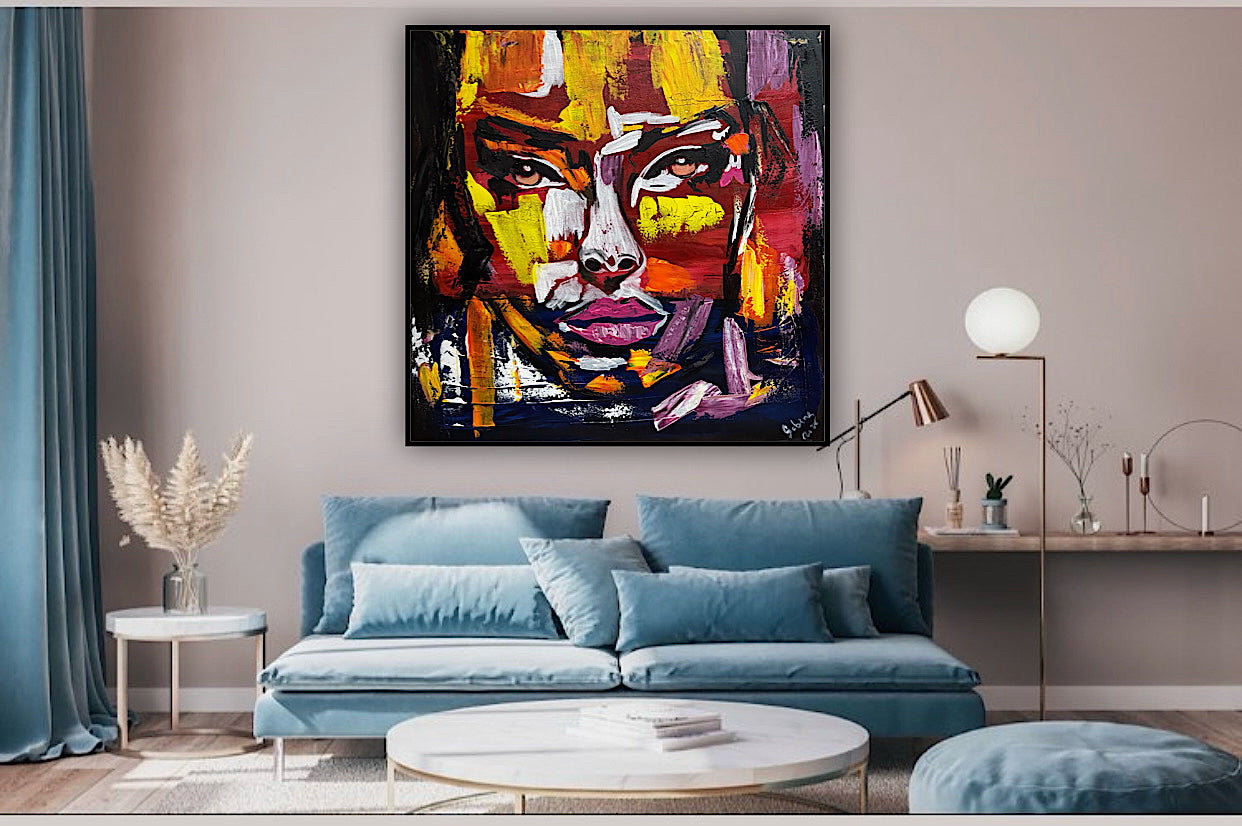 Contemporary Abstract Original Oil Painting On 80x80cm Canvas Unspoken Gaze