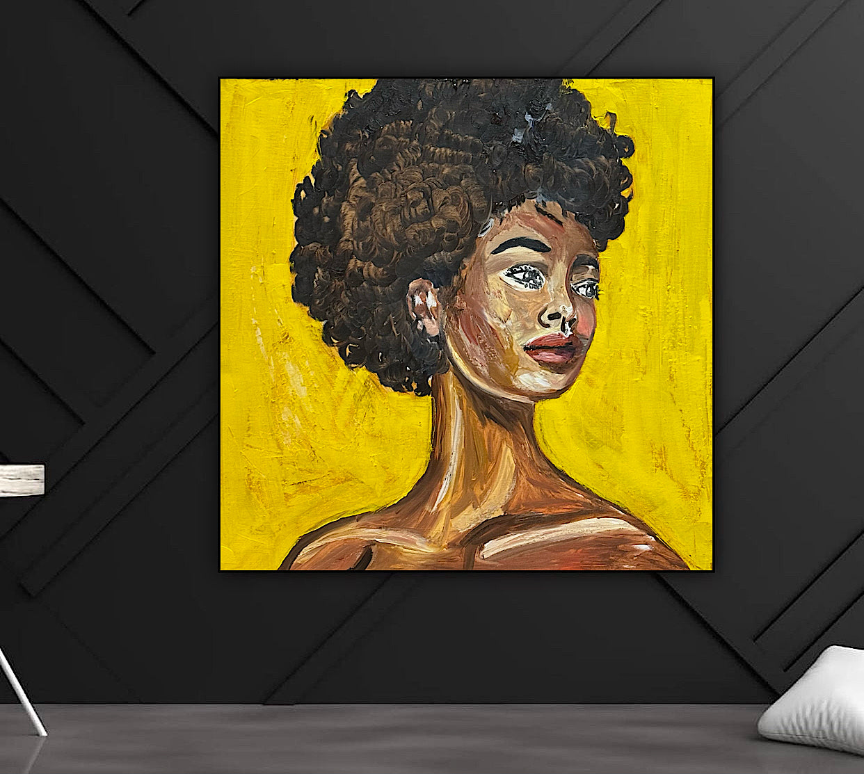 Modern Abstract Original Oil Painting On Canvas Unapologetic Portrait 60x60cm