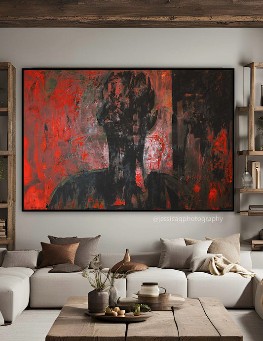 Original Abstract Oil Painting On Canvas 150cm x 100cm Man in The Shadows oka