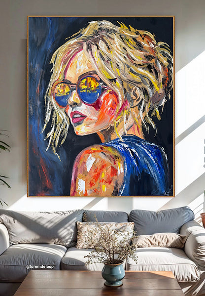 Contemporary Abstract Original Oil Painting of a woman On 90 x 76cm Canvas ‘Blondie II’ woman portrait