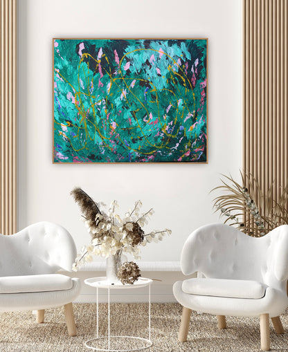 Abstract Original Oil Painting On Canvas 102x70cm textured oil Secret Garden