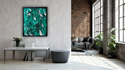 Framed in black textured Original Contemporary Abstract Oil Painting On Canvas 28x33cm Garden Love